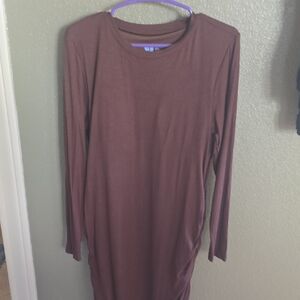 SheBird Brown Long Sleeve Fitted Dress